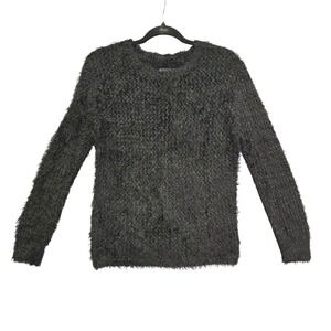 Goth Whimsigoth Eyelash Knit Metallic Sparkle Sweater Medium Black Crew Neck